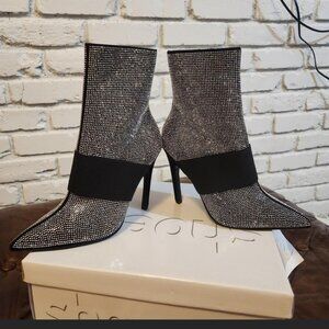 Rhinestone stiletto booties